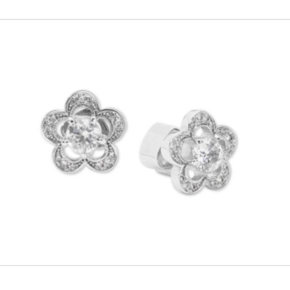 kate spade Jewelry - NWT Kate Spade New York Silver Crystal Flower Earrings